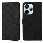 For Redmi 13 4G Ethnic Style Embossed Pattern Leather Phone Case(Black)