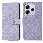 For Redmi Note 14 4G 163.25mm Ethnic Style Embossed Pattern Leather Phone Case(Purple)