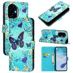 For Honor 300 Colored Drawing Pattern Plain Weave Leather Phone Case(Love Butterfly)