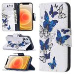 For iPhone 12 mini Colored Drawing Pattern Horizontal Flip Leather Case with Holder & Card Slots & Wallet(Butterflies)