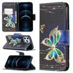 For iPhone 12 Pro Max Colored Drawing Pattern Horizontal Flip Leather Case with Holder & Card Slots & Wallet(Big Butterfly)