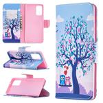 For Samsung Galaxy Note20 Colored Drawing Pattern Horizontal Flip Leather Case with Holder & Card Slots & Wallet(Two Owls)