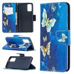 For Samsung Galaxy Note20 Colored Drawing Pattern Horizontal Flip Leather Case with Holder & Card Slots & Wallet(Gold Butterfly)
