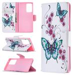 For Samsung Galaxy Note20 Ultra Colored Drawing Pattern Horizontal Flip Leather Case with Holder & Card Slots & Wallet(Peach Blossom and Butterfly)