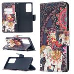 For Samsung Galaxy Note20 Ultra Colored Drawing Pattern Horizontal Flip Leather Case with Holder & Card Slots & Wallet(Flowers and Elephant)