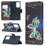 For Samsung Galaxy Note20 Ultra Colored Drawing Pattern Horizontal Flip Leather Case with Holder & Card Slots & Wallet(Big Butterfly)