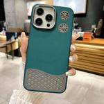 For iPhone 12 Pro Leather Textured Fan Hollow Cooling MagSafe Magnetic Phone Case(Green)