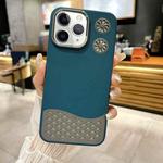 For iPhone 11 Pro Leather Textured Fan Hollow Cooling MagSafe Magnetic Phone Case(Blue)