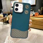 For iPhone 11 Leather Textured Fan Hollow Cooling MagSafe Magnetic Phone Case(Blue)