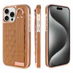 For iPhone 15 Pro VIETAO Rhombic Texture Wristband PU Phone Case(Brown)