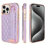 For iPhone 15 Pro VIETAO Rhombic Texture Wristband PU Phone Case(Purple)