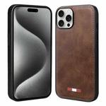 For iPhone 15 Pro Max VIETAO Plain Leather Stitching PU Phone Case(Brown)