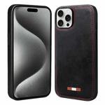 For iPhone 15 Pro Max VIETAO Plain Leather Stitching PU Phone Case(Black)