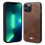 For iPhone 13 Pro Max VIETAO Plain Leather Stitching PU Phone Case(Brown)