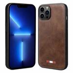 For iPhone 13 Pro VIETAO Plain Leather Stitching PU Phone Case(Brown)