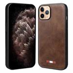 For iPhone 11 Pro Max VIETAO Plain Leather Stitching PU Phone Case(Brown)