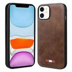 For iPhone 11 VIETAO Plain Leather Stitching PU Phone Case(Brown)