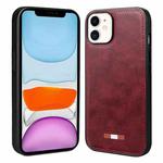 For iPhone 11 VIETAO Plain Leather Stitching PU Phone Case(Red)