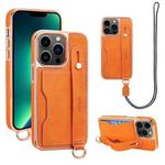 For iPhone 13 Pro Max VIETAO Card Slot Wristband Phone Case with Lanyard(Orange)