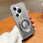 For Huawei Pura 70 Plated Gradient Glitter Round Holder TPU Phone Case(Silver)