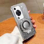For Huawei Enjoy 70 Plated Gradient Glitter Round Holder TPU Phone Case(Silver)