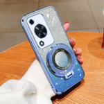 For Huawei Enjoy 70 Plated Gradient Glitter Round Holder TPU Phone Case(Sierra Blue)