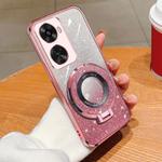 For Huawei nova 11 SE Plated Gradient Glitter Round Holder TPU Phone Case(Pink)