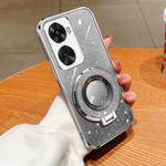 For Huawei nova 11 SE Plated Gradient Glitter Round Holder TPU Phone Case(Silver)
