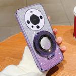 For Huawei Mate 60 Pro / 60 Pro+ Plated Gradient Glitter Round Holder TPU Phone Case(Purple)