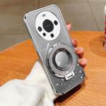 For Huawei Mate 60 Plated Gradient Glitter Round Holder TPU Phone Case(Silver)