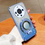 For Huawei Mate 60 Plated Gradient Glitter Round Holder TPU Phone Case(Sierra Blue)