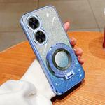 For Huawei Maimang 20 Plated Gradient Glitter Round Holder TPU Phone Case(Sierra Blue)
