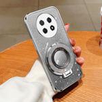 For Huawei Enjoy 60X Plated Gradient Glitter Round Holder TPU Phone Case(Silver)