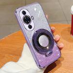 For Huawei nova 11 Pro Plated Gradient Glitter Round Holder TPU Phone Case(Purple)
