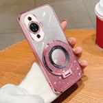 For Huawei nova 11 Plated Gradient Glitter Round Holder TPU Phone Case(Pink)