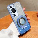 For Huawei P60 Plated Gradient Glitter Round Holder TPU Phone Case(Sierra Blue)