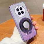 For Huawei Mate 50 / Mate 50E Plated Gradient Glitter Round Holder TPU Phone Case(Purple)