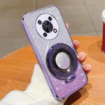 For Huawei Enjoy 50 Pro Plated Gradient Glitter Round Holder TPU Phone Case(Purple)