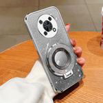 For Huawei Enjoy 50 Pro Plated Gradient Glitter Round Holder TPU Phone Case(Silver)