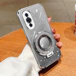 For Huawei nova 10 Plated Gradient Glitter Round Holder TPU Phone Case(Silver)