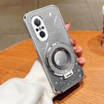 For Huawei nova 9 SE Plated Gradient Glitter Round Holder TPU Phone Case(Silver)