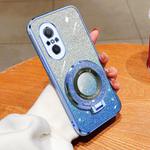 For Huawei nova 9 SE Plated Gradient Glitter Round Holder TPU Phone Case(Sierra Blue)