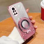 For Huawei nova 8 Plated Gradient Glitter Round Holder TPU Phone Case(Pink)