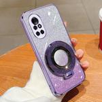 For Huawei nova 8 Plated Gradient Glitter Round Holder TPU Phone Case(Purple)