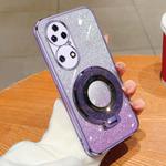 For Huawei P50 Plated Gradient Glitter Round Holder TPU Phone Case(Purple)