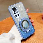 For Huawei nova 8 Pro Plated Gradient Glitter Round Holder TPU Phone Case(Sierra Blue)
