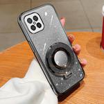 For Huawei nova 8 SE Plated Gradient Glitter Round Holder TPU Phone Case(Black)