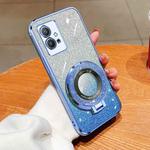 For vivo Y33s 5G / Y75 Plated Gradient Glitter Round Holder TPU Phone Case(Sierra Blue)