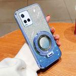 For vivo Y21 / Y21s Plated Gradient Glitter Round Holder TPU Phone Case(Sierra Blue)