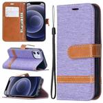 For iPhone 12 mini Color Matching Denim Texture Horizontal Flip Leather Case with Holder & Card Slots & Wallet & Lanyard(Purple)